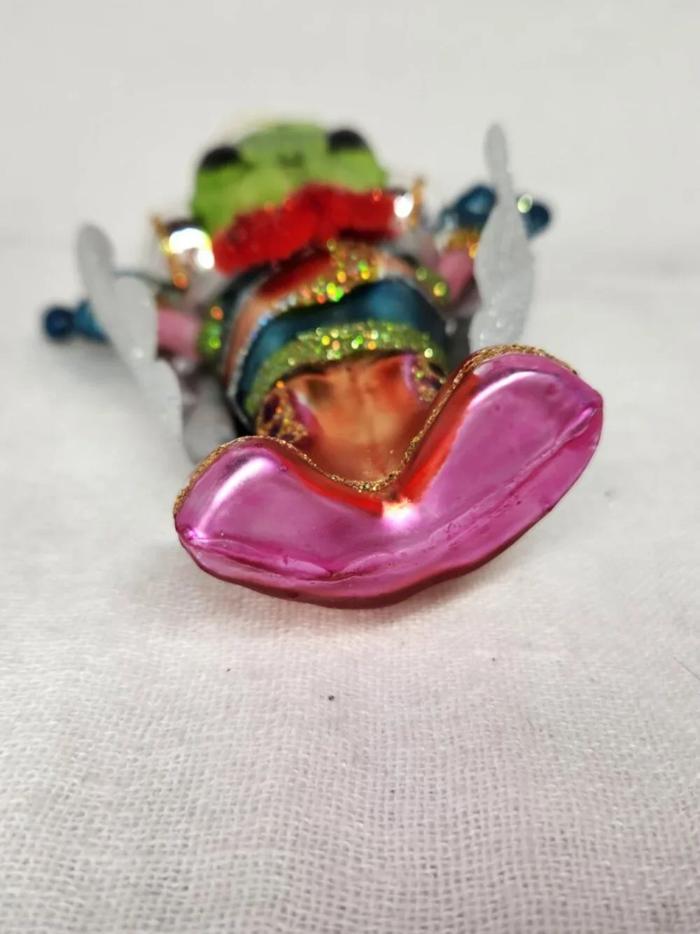 Whimsical Glass Blown Alien Christmas Ornament Peace